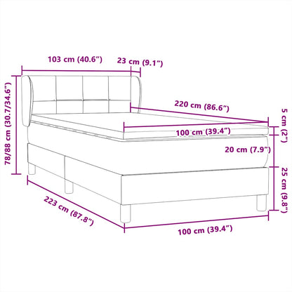 Boxspring met matras fluweel donkerblauw 100x220 cm