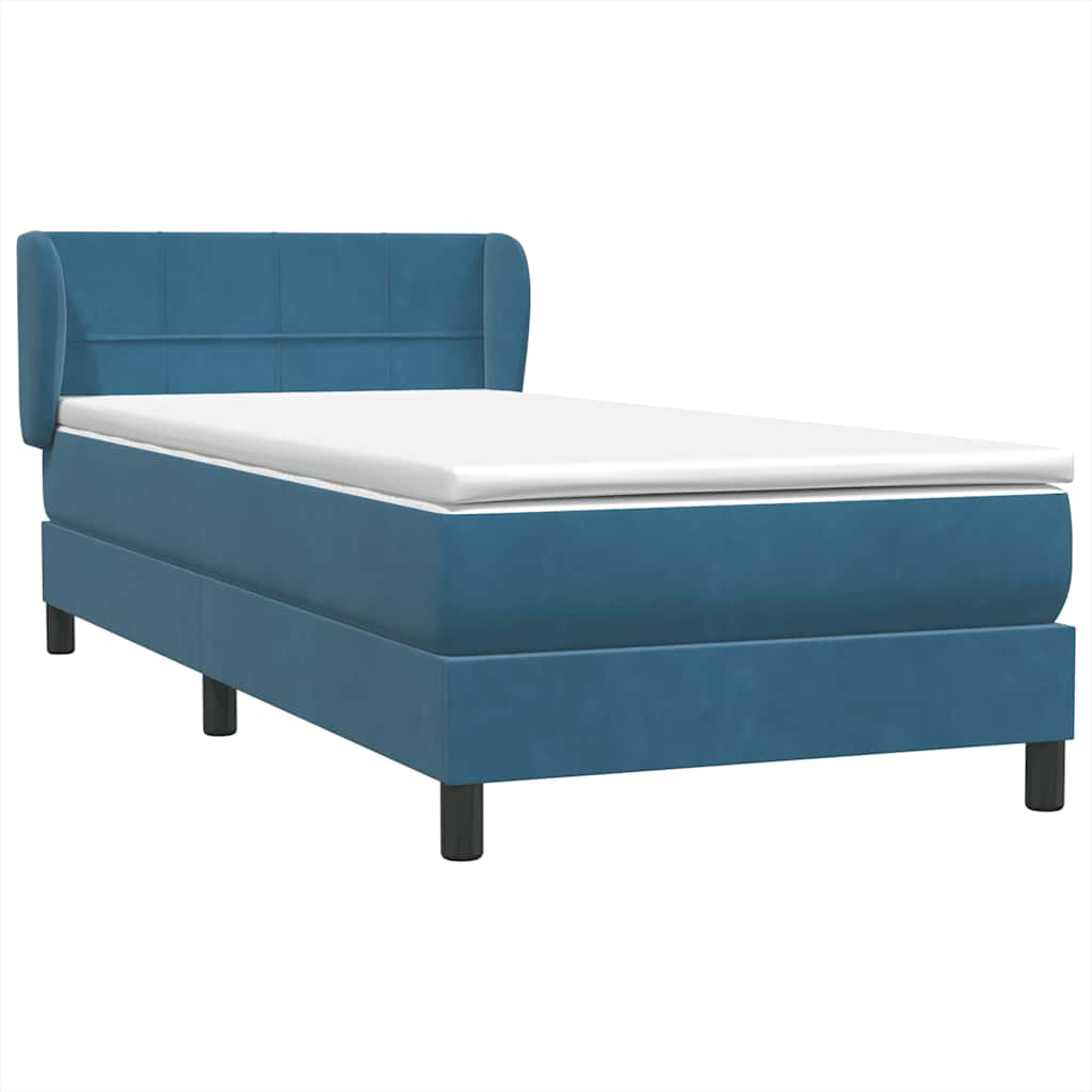 Boxspring met matras fluweel donkerblauw 100x220 cm