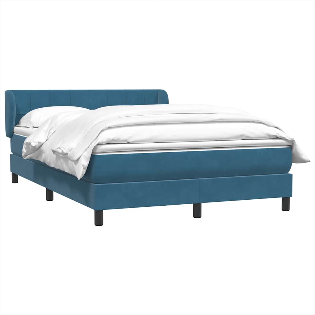 Boxspring met matras fluweel donkerblauw 160x220 cm