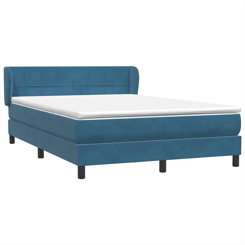 Boxspring met matras fluweel donkerblauw 160x220 cm
