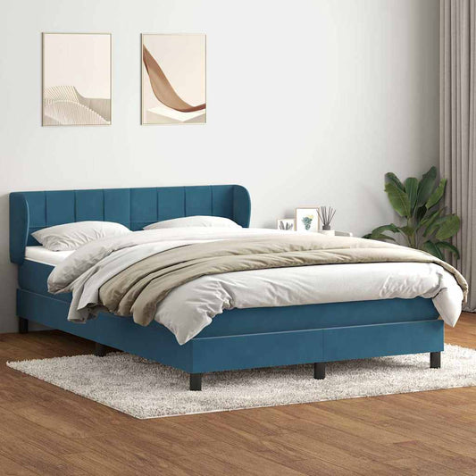 Boxspring met matras fluweel donkerblauw 160x220 cm