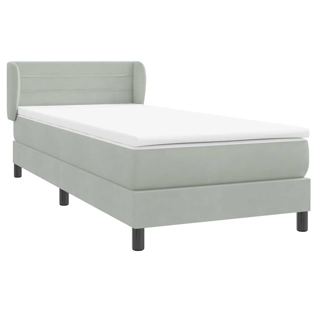 Boxspring met matras fluweel lichtgrijs 80x210 cm