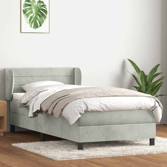 Boxspring met matras fluweel lichtgrijs 80x210 cm
