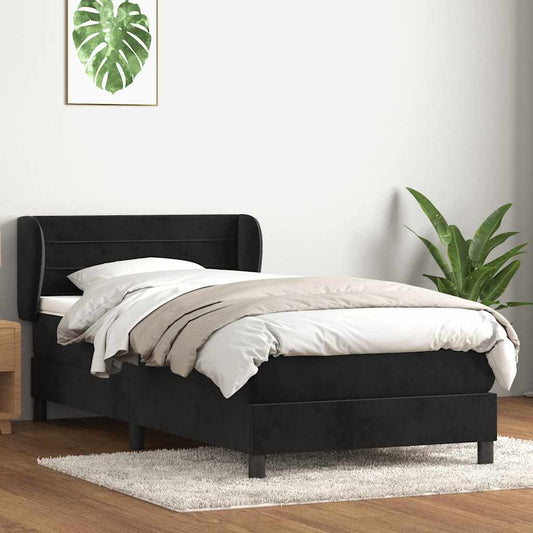 Boxspring met matras fluweel zwart 80x210 cm