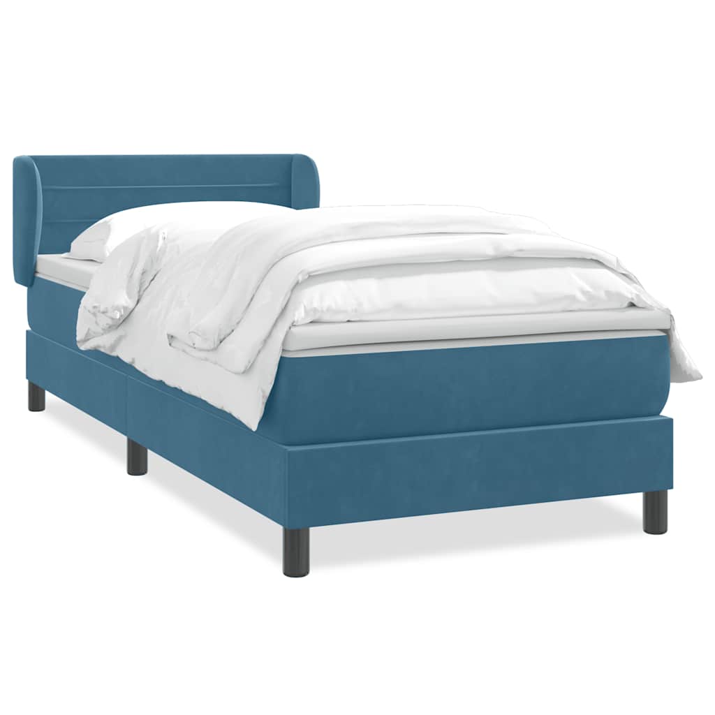 Boxspring met matras fluweel donkerblauw 80x210 cm