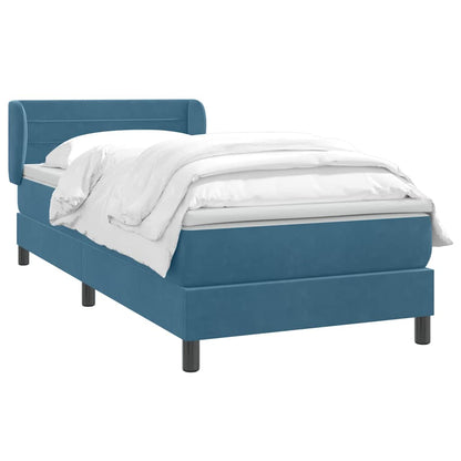 Boxspring met matras fluweel donkerblauw 80x210 cm