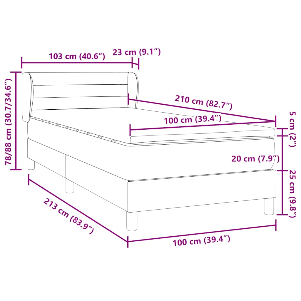 Boxspring met matras fluweel zwart 100x210 cm