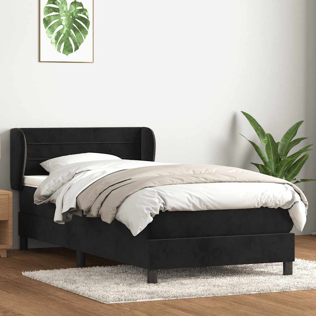 Boxspring met matras fluweel zwart 100x210 cm