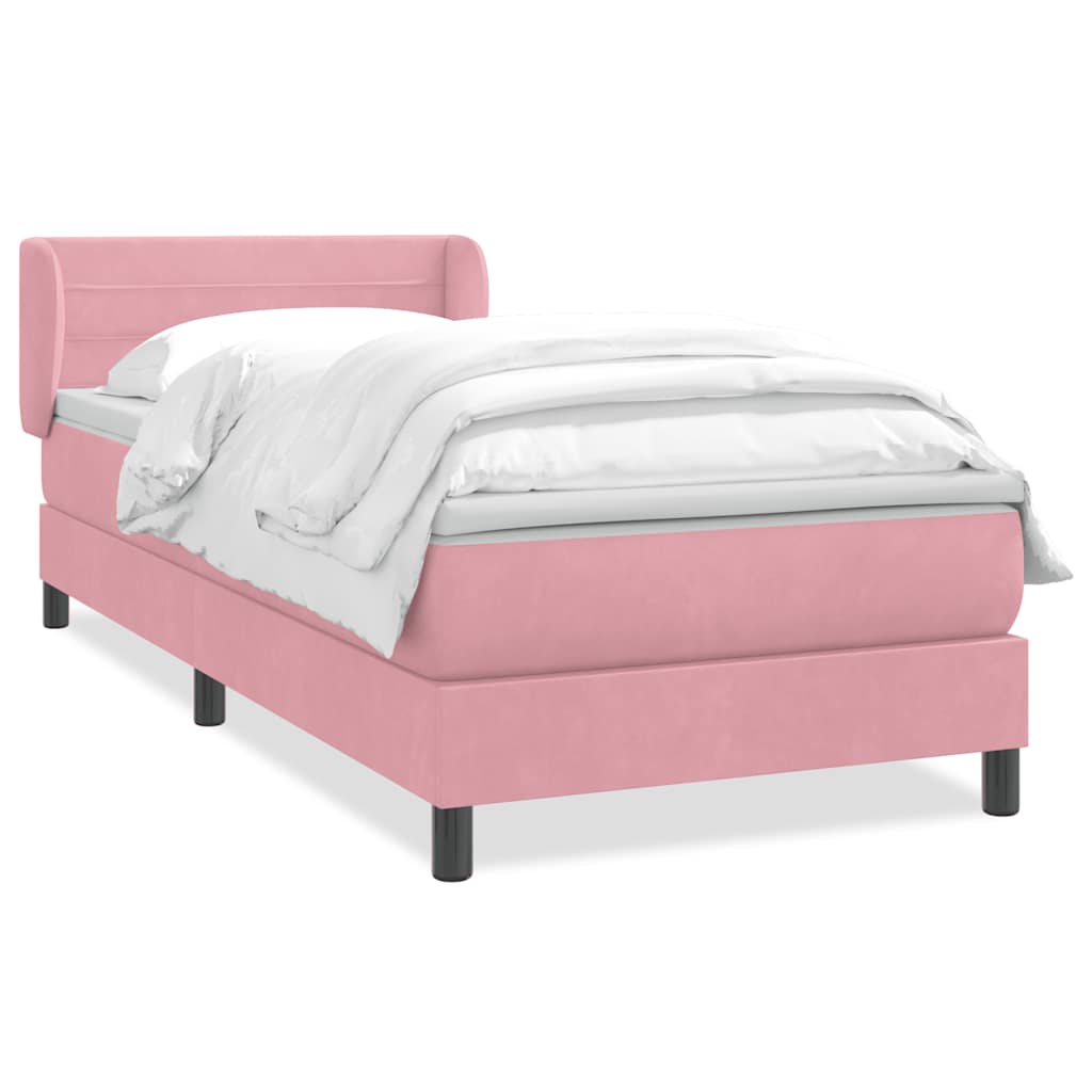 Boxspring met matras fluweel roze 100x210 cm