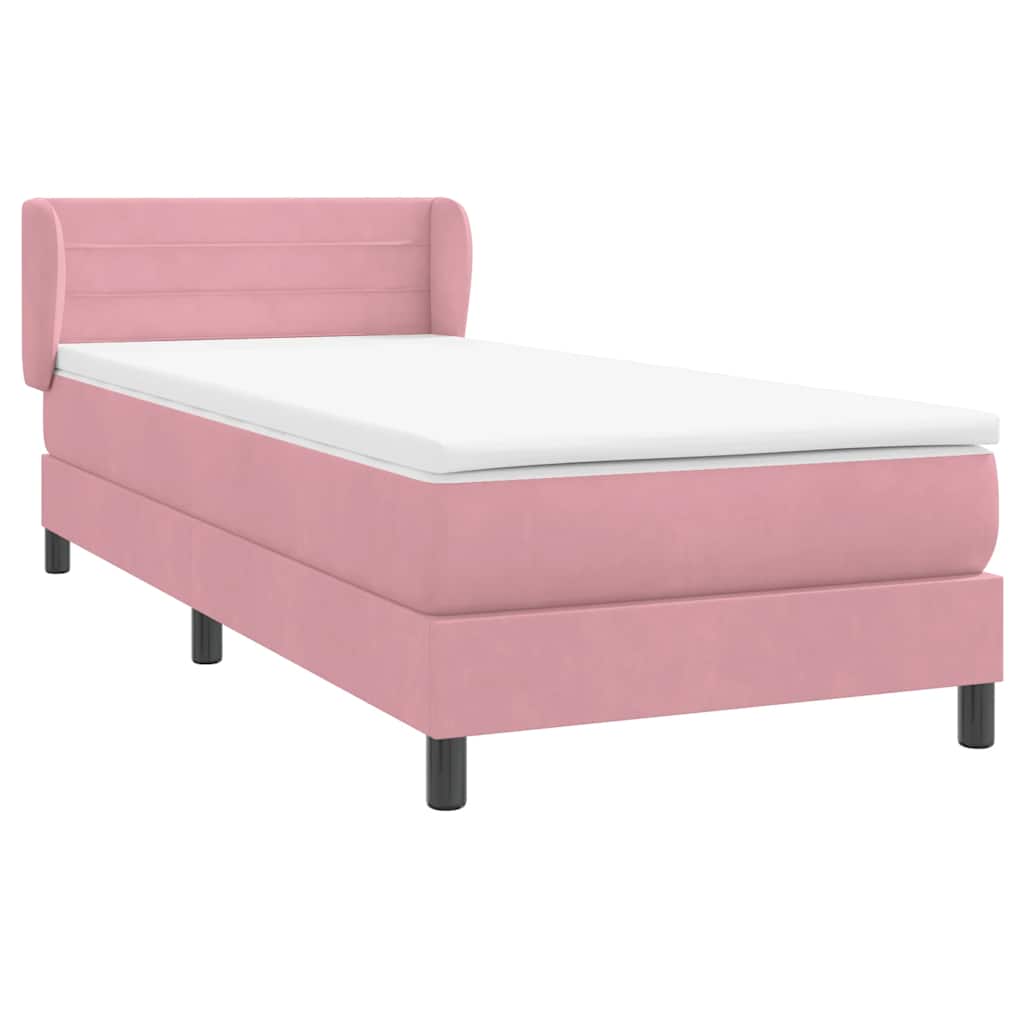Boxspring met matras fluweel roze 100x210 cm