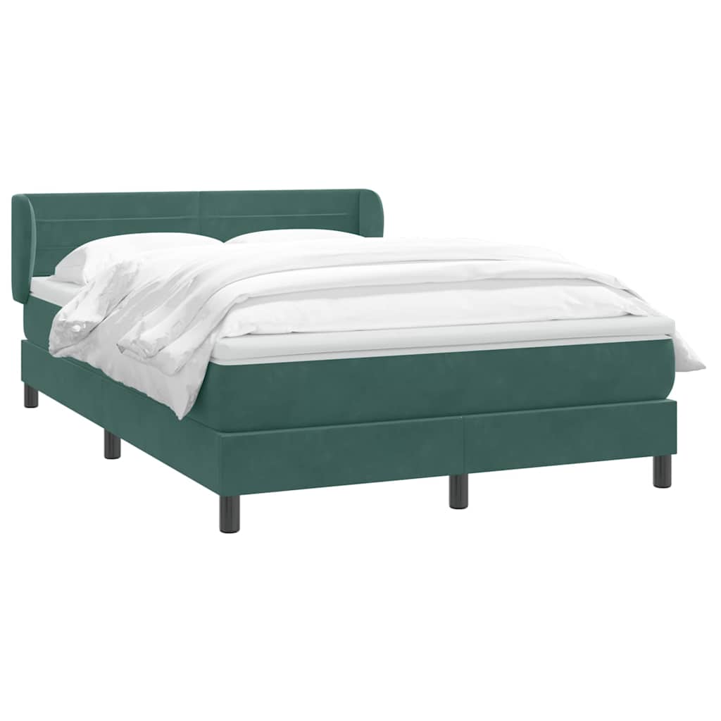 Boxspring met matras fluweel donkergroen 140x210 cm