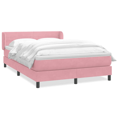 Boxspring met matras fluweel roze 140x210 cm