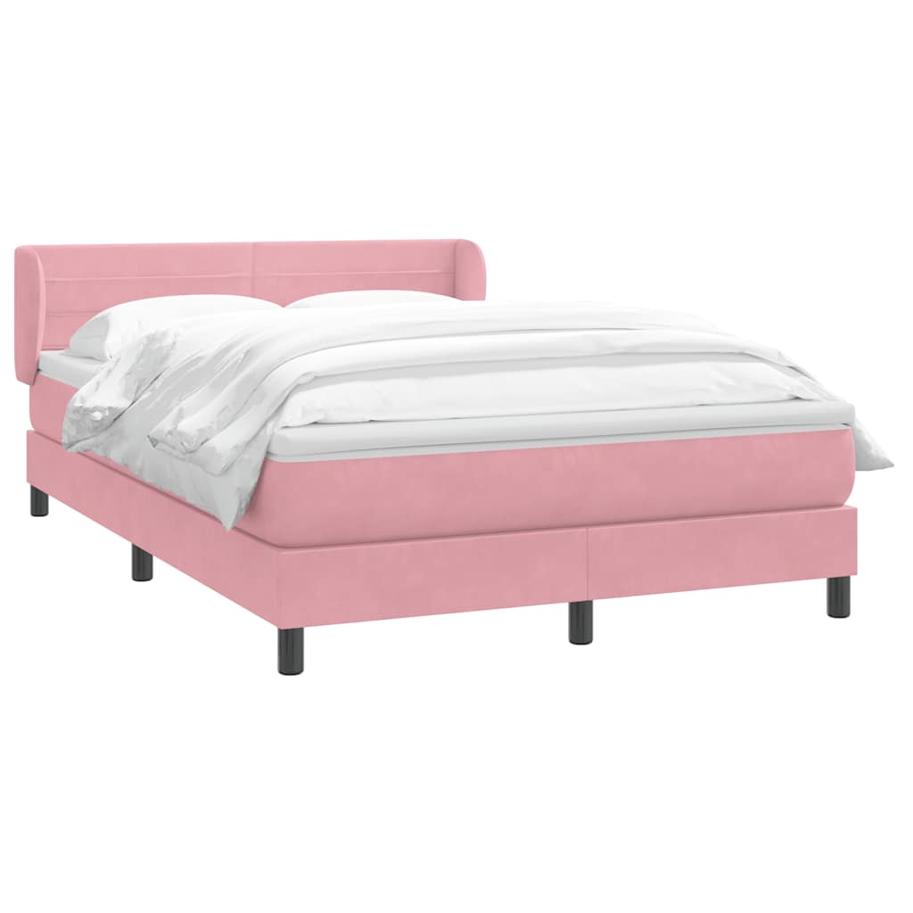 Boxspring met matras fluweel roze 140x210 cm
