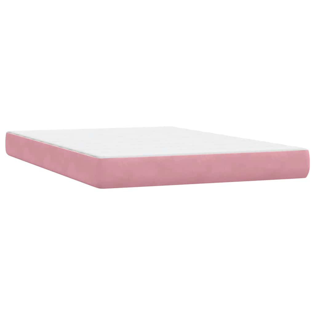 Boxspring met matras fluweel roze 140x210 cm