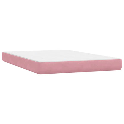 Boxspring met matras fluweel roze 140x210 cm