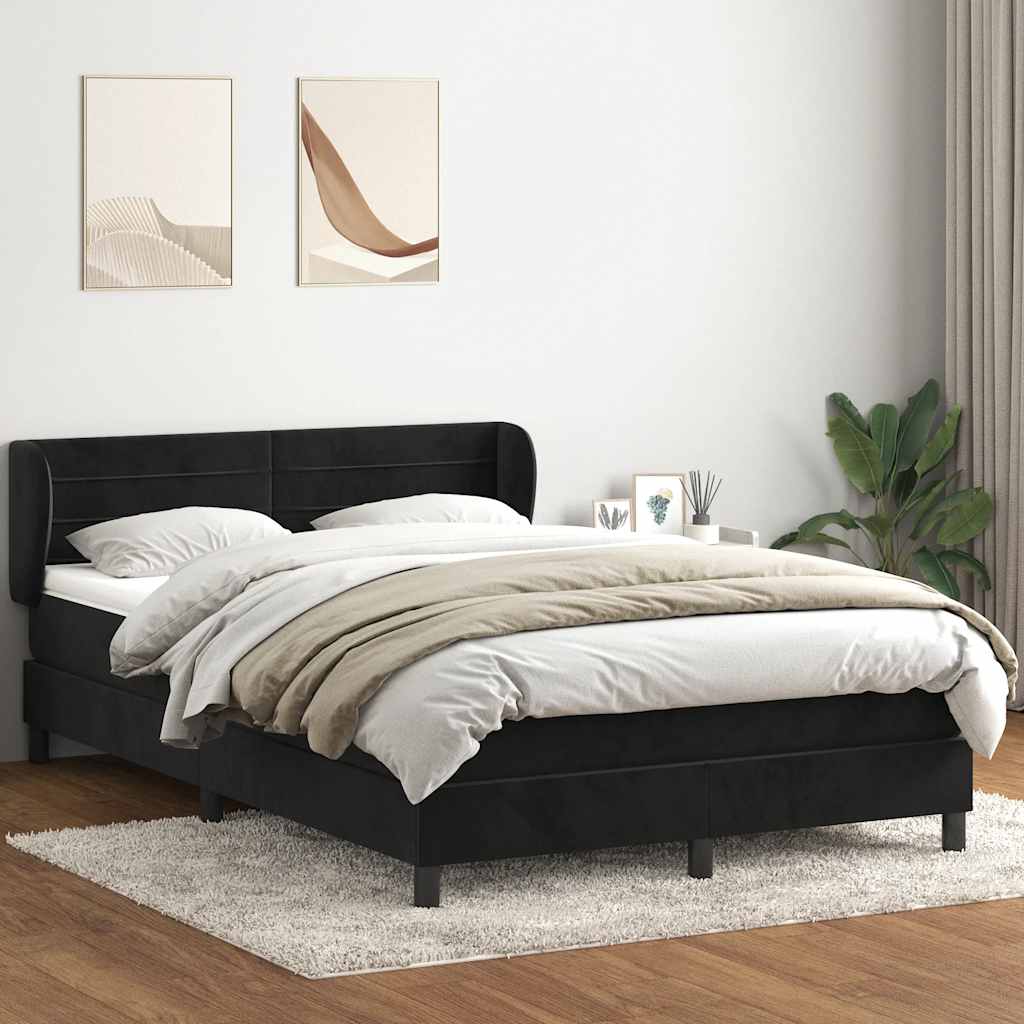 Boxspring met matras fluweel zwart 160x210 cm