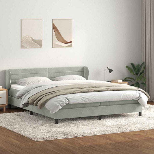 Boxspring met matrassen fluweel lichtgrijs 200x210 cm