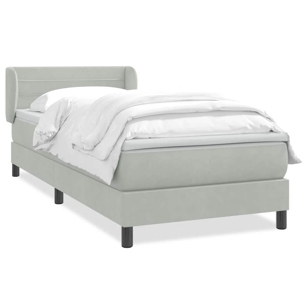 Boxspring met matras fluweel lichtgrijs 80x220 cm