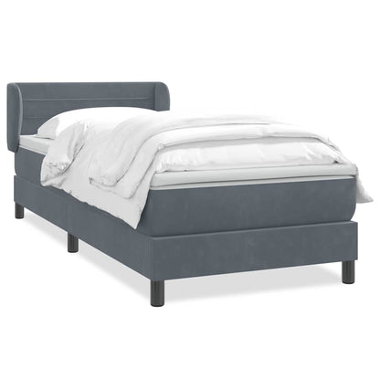 Boxspring met matras fluweel donkergrijs 90x220 cm
