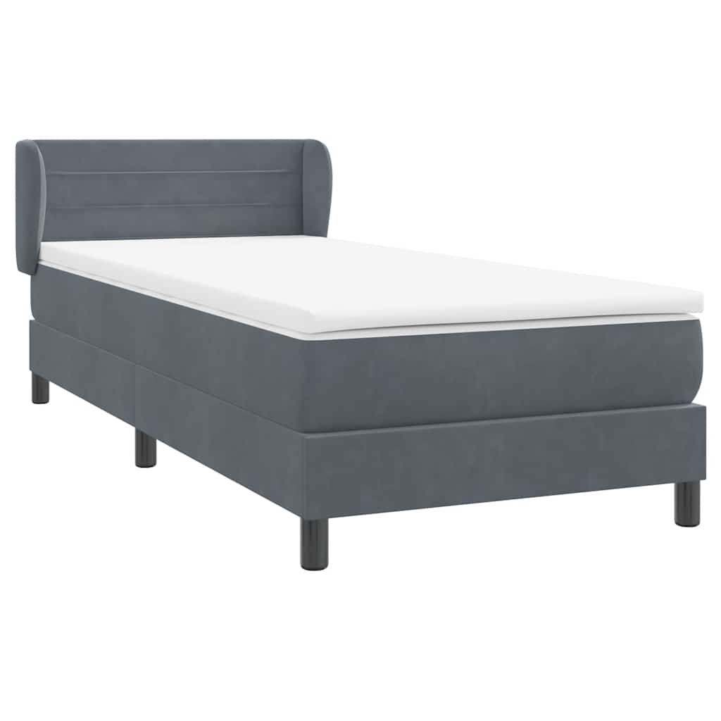 Boxspring met matras fluweel donkergrijs 90x220 cm