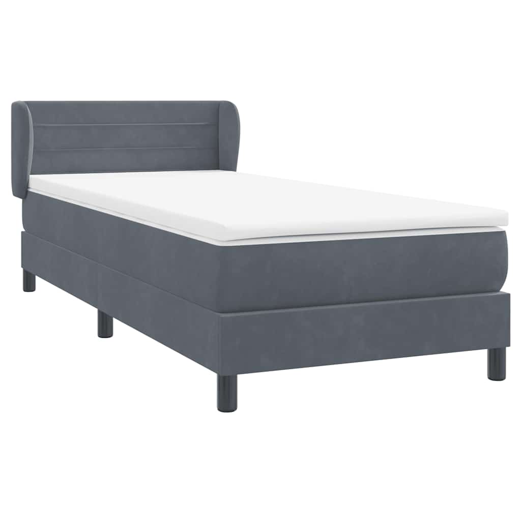 Boxspring met matras fluweel donkergrijs 100x220 cm