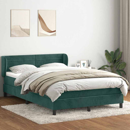 Boxspring met matras fluweel donkergroen 160x220 cm