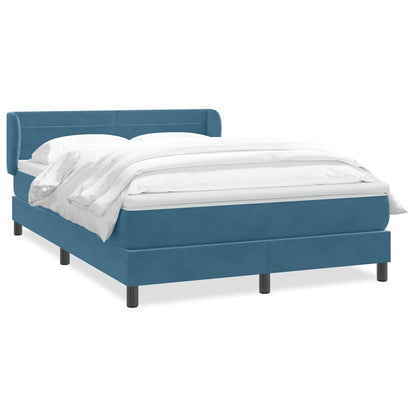 Boxspring met matras fluweel donkerblauw 160x220 cm