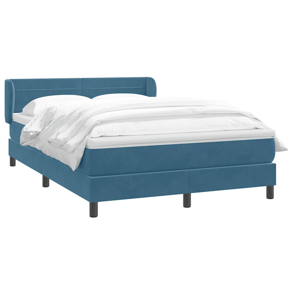 Boxspring met matras fluweel donkerblauw 160x220 cm