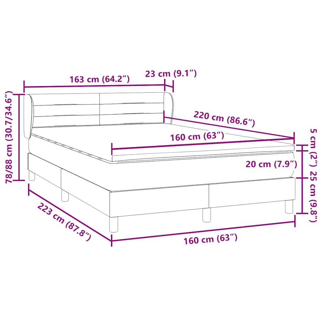 Boxspring met matras fluweel donkerblauw 160x220 cm