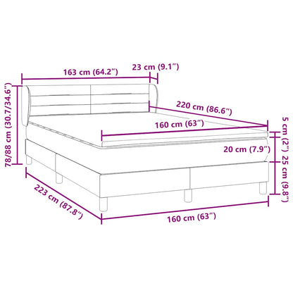 Boxspring met matras fluweel donkerblauw 160x220 cm