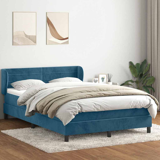 Boxspring met matras fluweel donkerblauw 160x220 cm