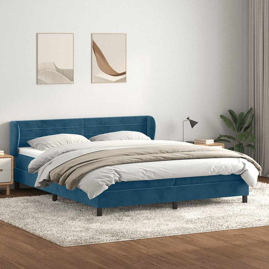 Boxspringbed met matrassen 200x220 cm fluweel donkerblauw