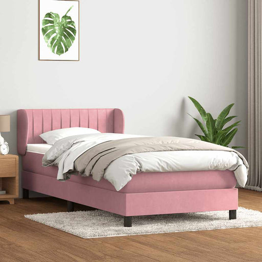 Boxspring met matras fluweel roze 80x210 cm