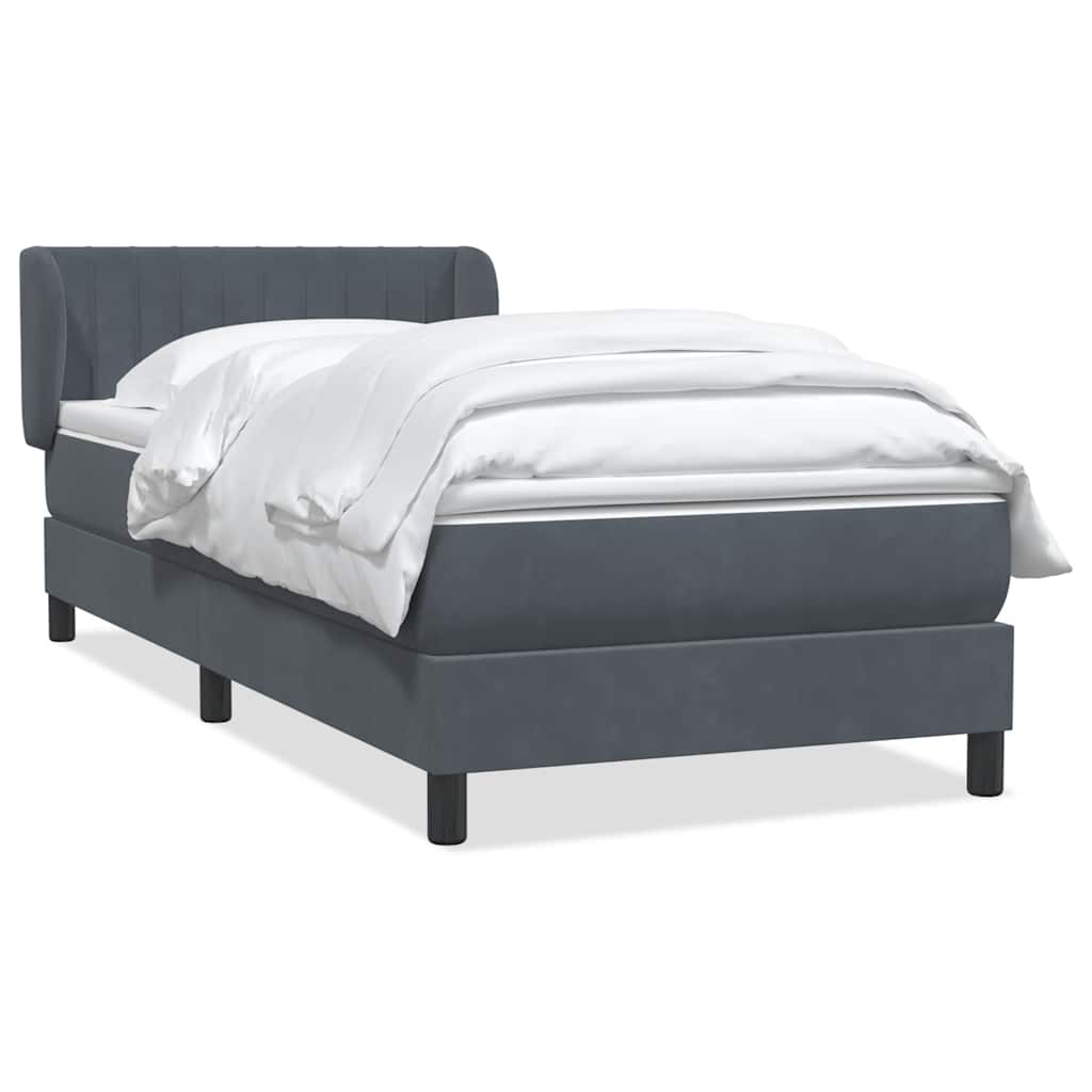 Boxspring met matras fluweel donkergrijs 100x210 cm