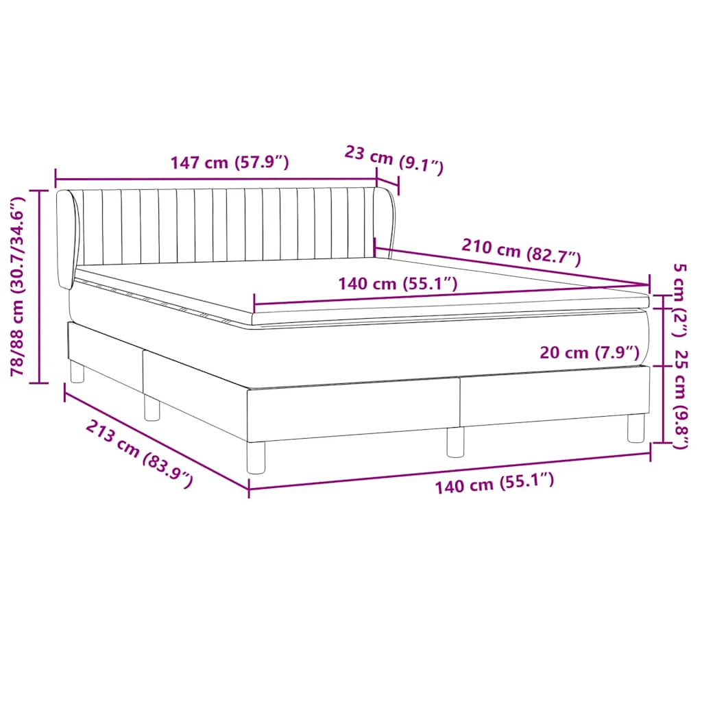 Boxspring met matras fluweel donkergrijs 140x210 cm
