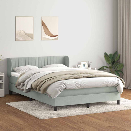 Boxspring met matras fluweel lichtgrijs 160x210 cm