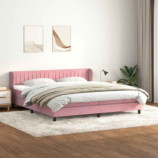 Boxspring met matrassen fluweel roze 180x210 cm
