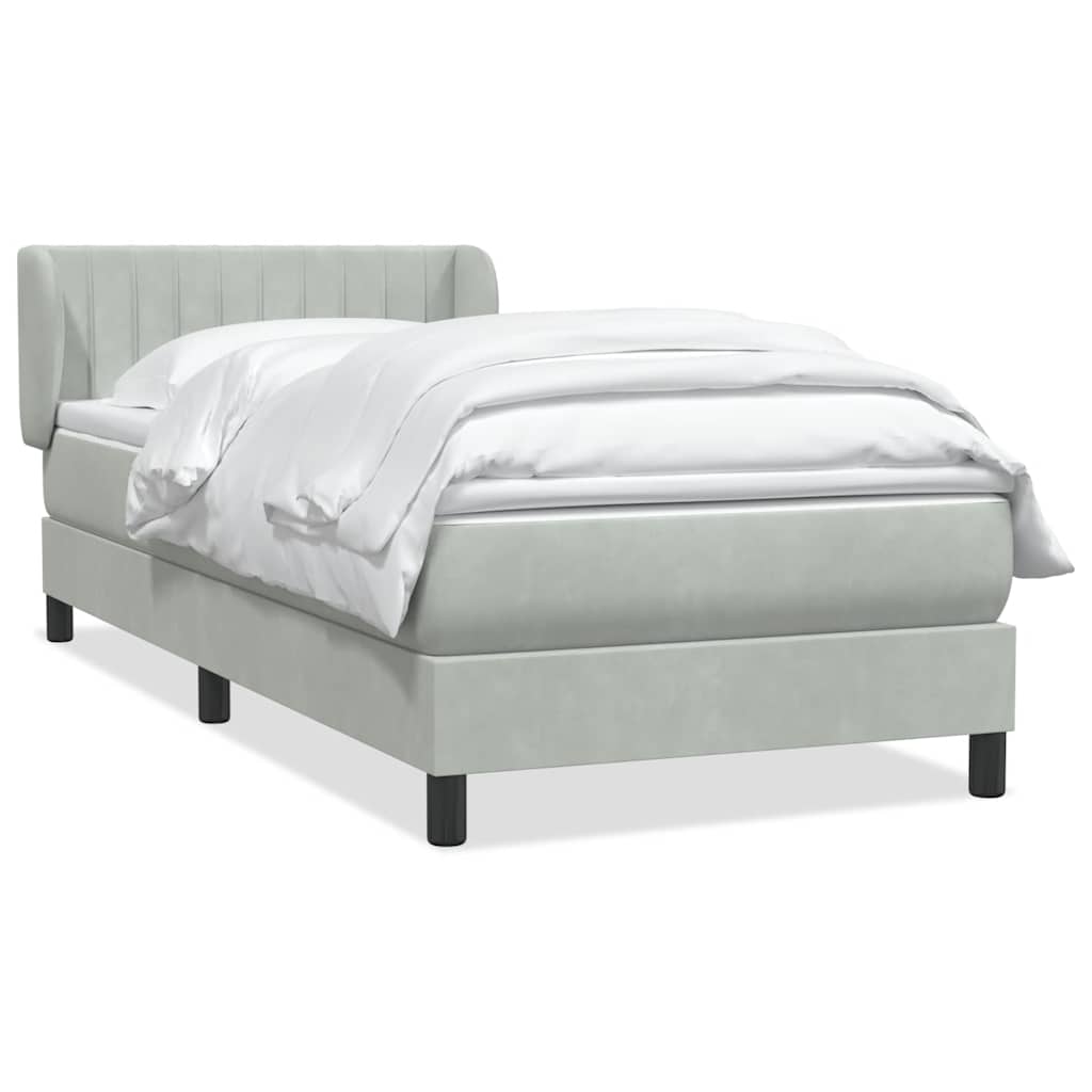 Boxspring met matras fluweel lichtgrijs 80x220 cm