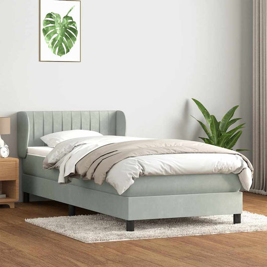 Boxspring met matras fluweel lichtgrijs 80x220 cm