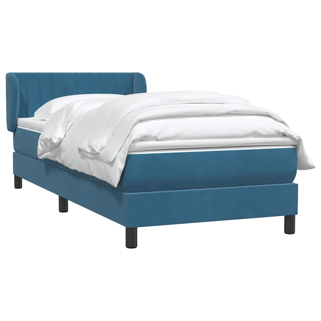 Boxspring met matras fluweel donkerblauw 80x220 cm