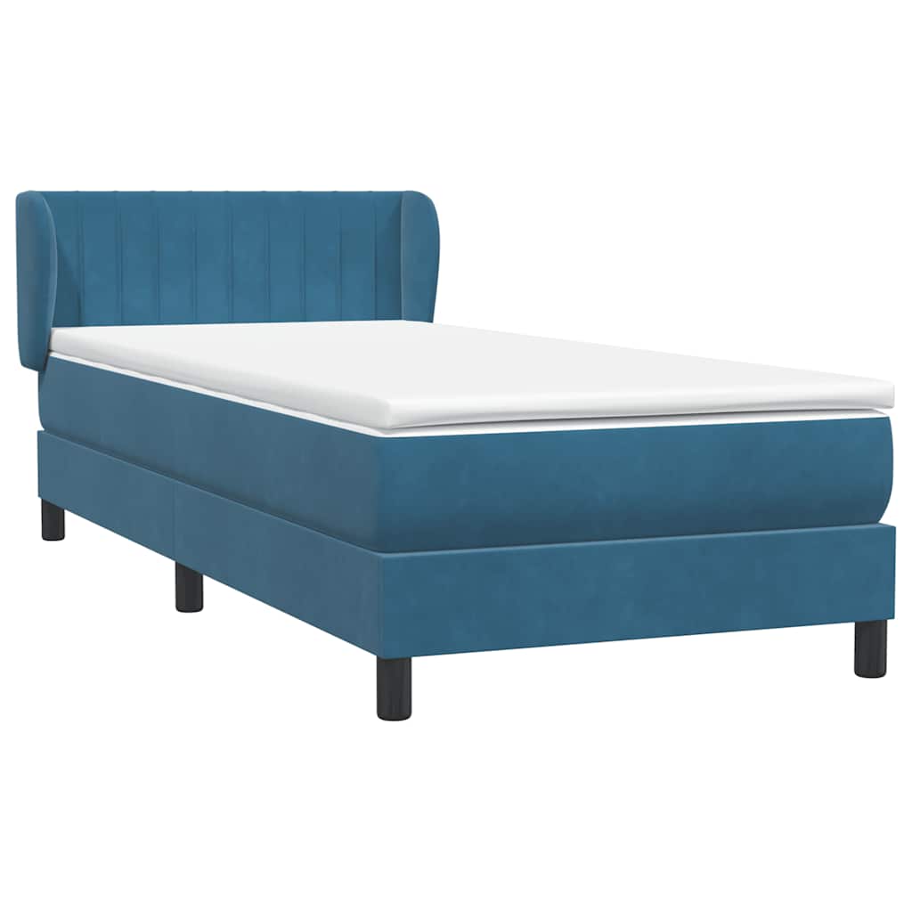 Boxspring met matras fluweel donkerblauw 80x220 cm
