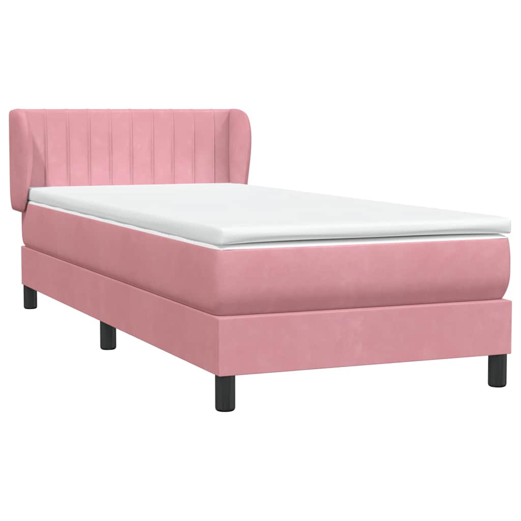 Boxspring met matras fluweel roze 80x220 cm