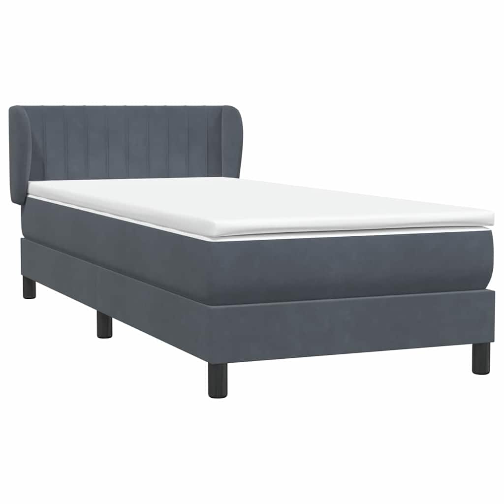 Boxspring met matras fluweel donkergrijs 90x220 cm