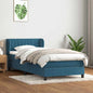 Boxspring met matras fluweel donkerblauw 90x220 cm