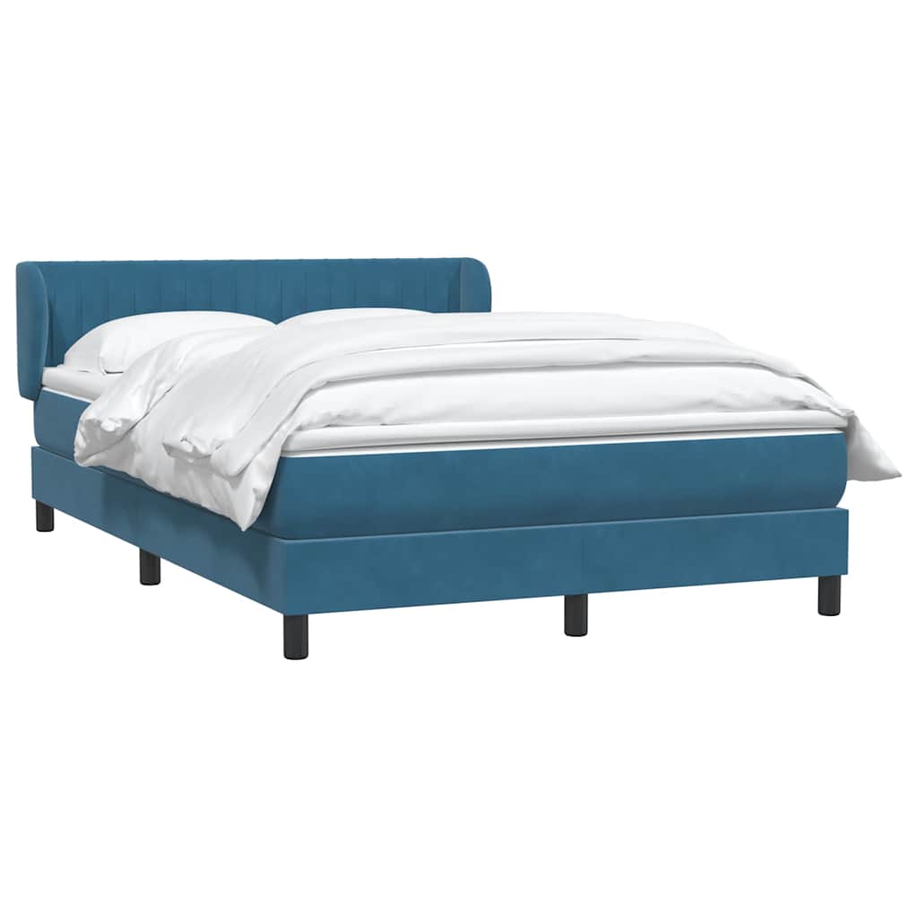 Boxspring met matras fluweel donkerblauw 160x220 cm