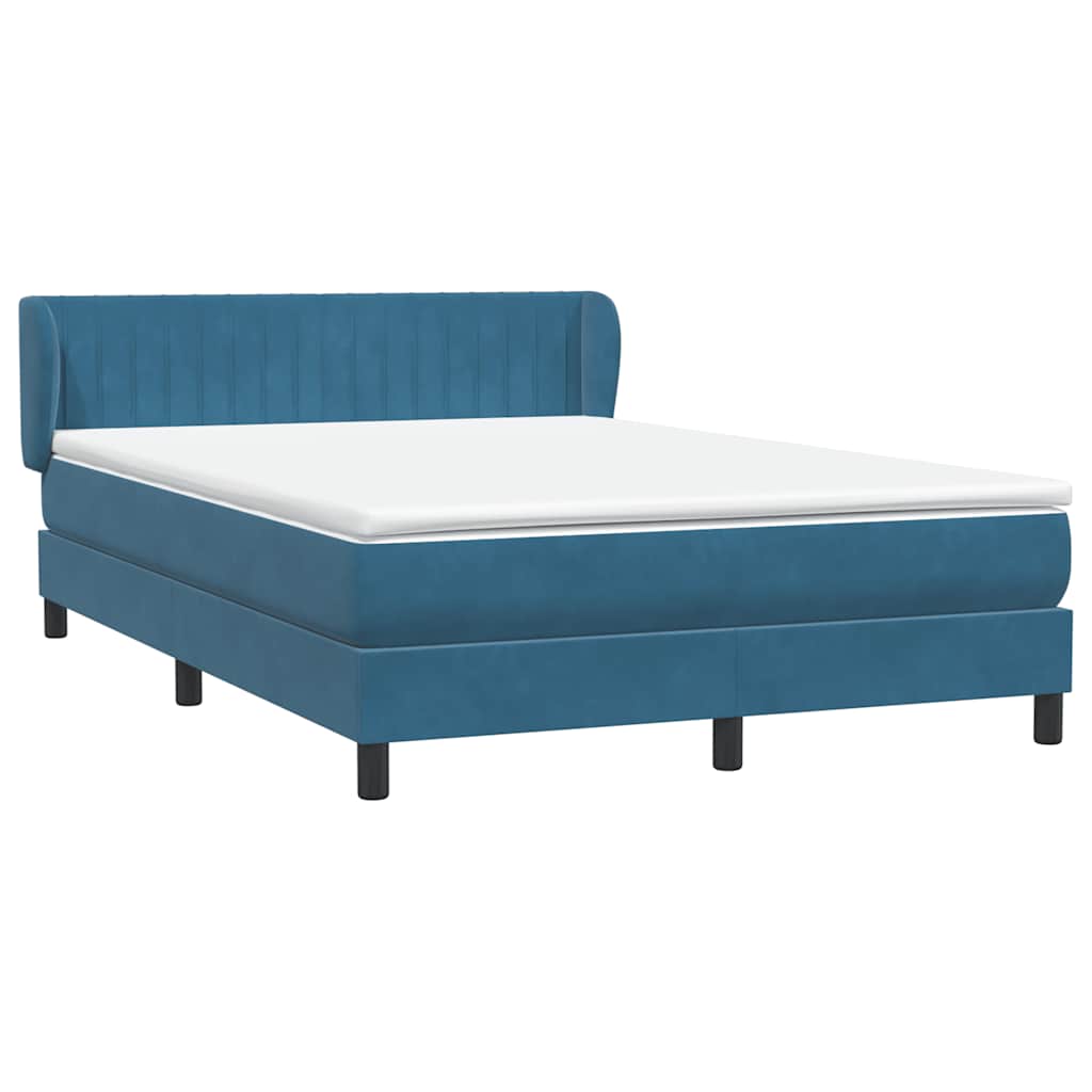 Boxspring met matras fluweel donkerblauw 160x220 cm