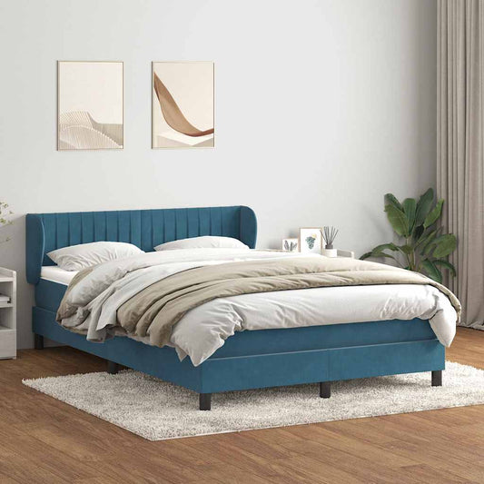 Boxspring met matras fluweel donkerblauw 160x220 cm