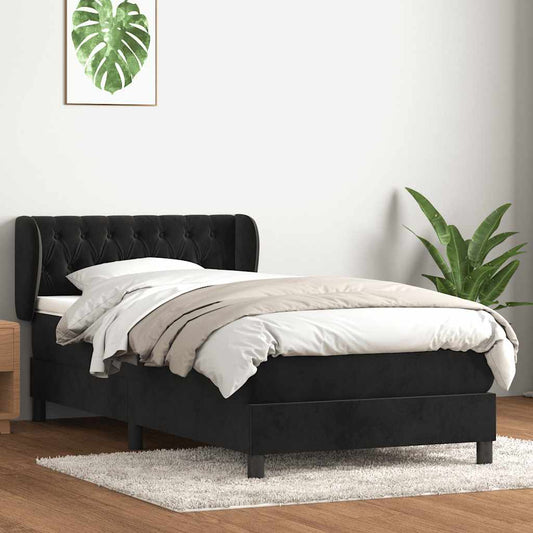 Boxspring met matras fluweel zwart 80x210 cm