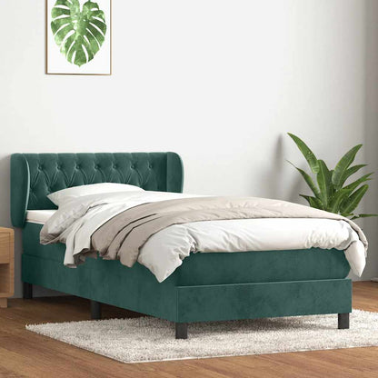 Boxspring met matras fluweel donkergroen 80x210 cm