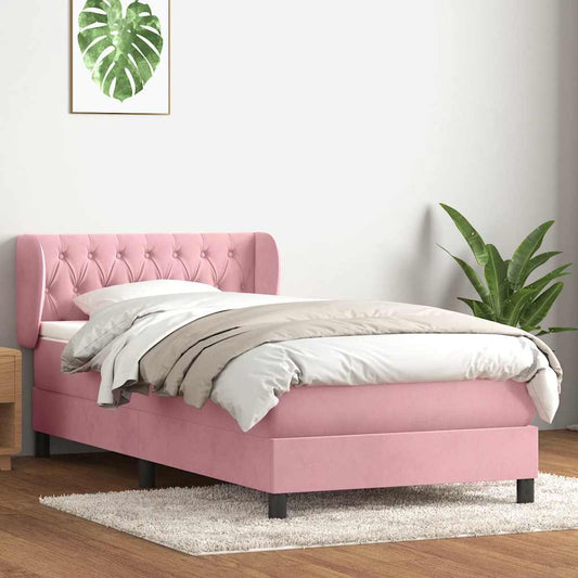Boxspring met matras fluweel roze 80x210 cm